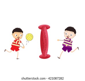 Illustration of a Kid Leaning on a Letter I