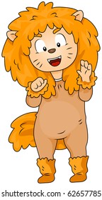 Illustration of a Kid in a Lion Costume