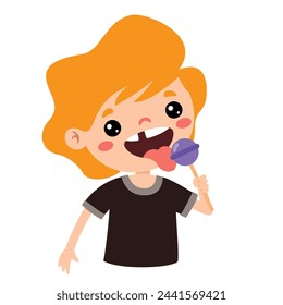 Illustration Of Kid With Lollipop