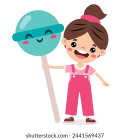 Illustration Of Kid With Lollipop