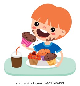 Illustration Of Kid With Muffin