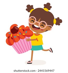 Illustration Of Kid With Muffin