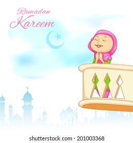 ilustración de niño ofreciendo namaaz para la celebración de Eid