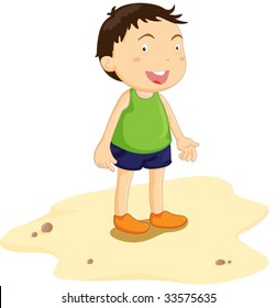 Ilustración de un niño en blanco