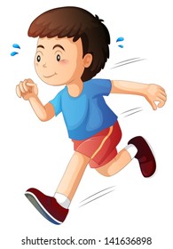 Illustration of a kid running on a white background