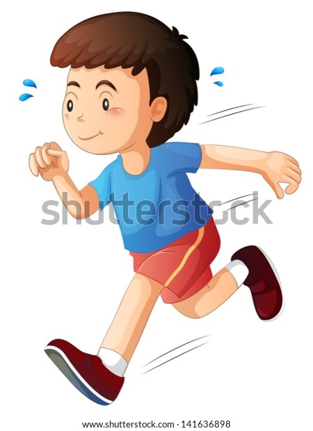 白い背景に子どもが走るイラスト のベクター画像素材 ロイヤリティフリー