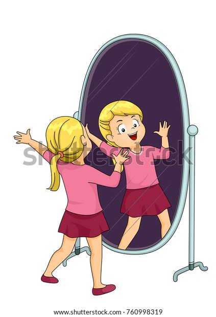 Illustration Kid Singing Acting Practicing Mirror Stock Vector (Royalty ...