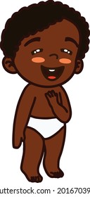 Ilustración de un niño con sonrisa y mejillas rosadas en vector