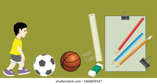 Illustration of a Kid with stationary