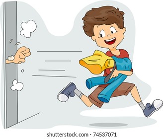 Illustration of a Kid Stealing Clothes