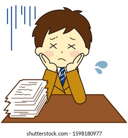 Illustration of a Kid Tired of Amount of Challenge