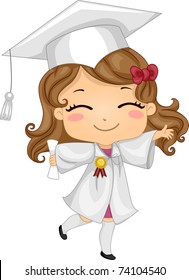 Illustration of a Kid Wearing Graduation Attire
