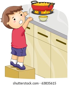 Illustration of a Kid Whose Hands Got Accidentally Burned