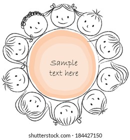 Illustration of kids around circle - chalk drawing