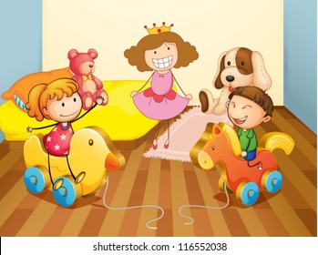 Illustration of a kids in bedroom