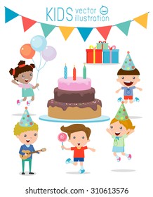 Illustration of Kids in a Birthday Party, Kids Party, birthday celebration, birthday party for kids 