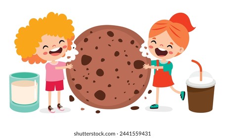 Illustration Of Kids With Biscuit