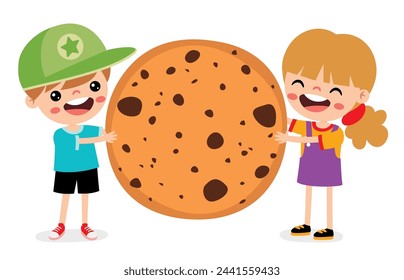 Illustration Of Kids With Biscuit