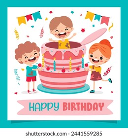 Illustration Of Kids With Cake