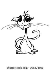 illustration for kids Cartoon big eyes CAT funny simple drawing