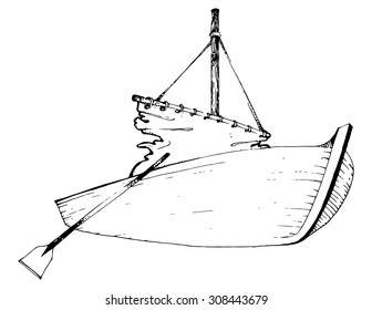 illustration for kids Cartoon BOAT funny simple drawing
