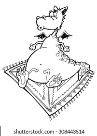 illustration for kids Cartoon DRAGON funny simple drawing
