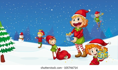 illustration of kids celebrating christmas festival