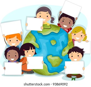 Illustration of Kids Celebrating Earth Day