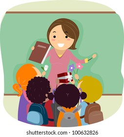 Illustration Kids Celebrating Teachers' Day