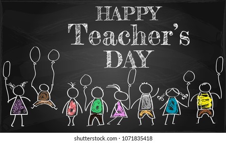 Illustration of Kids Celebrating Teachers' Day,  banner or poster for Happy Teacher's Day with nice and creative design