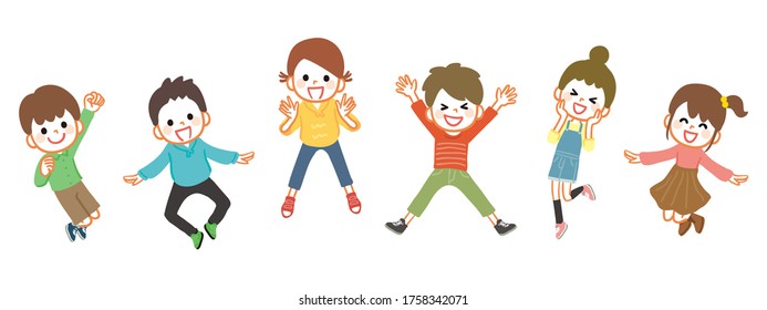 Illustration of kids cheerfully jumping