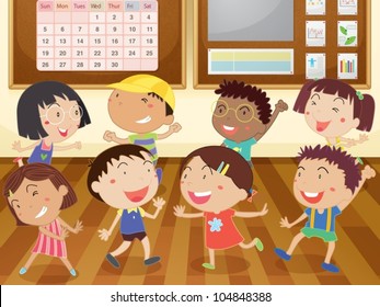 Illustration of kids in a classroom