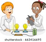 Illustration of Kids Conducting a Science Experiment with Light Bulbs and Battery