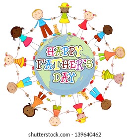 illustration of kids of different country around world wishing Happy Father's Day