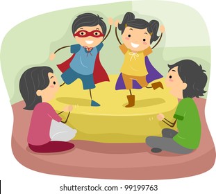 Illustration of Kids Doing a Role Play in Front of their Parents