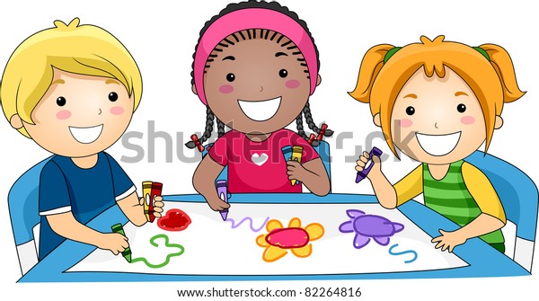 Illustration Kids Drawing Stock Vector (Royalty Free) 82264816