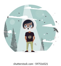 Illustration of kids dream of astronauts to fly into space.