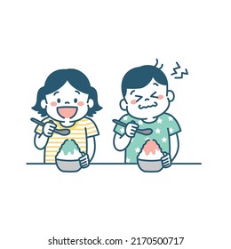 Illustration of kids eating shaved ice