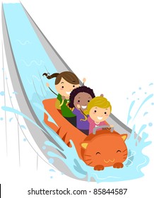 Illustration Of Kids Enjoying A Water Ride