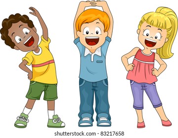Illustration of Kids Exercising