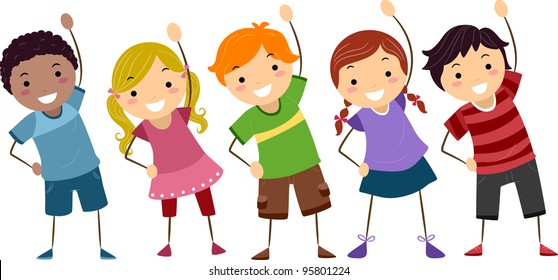 Illustration of Kids Exercising