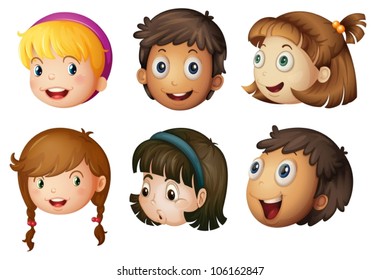 Illustration Kids Faces On White Background Stock Vector (Royalty Free ...