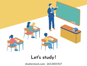 Illustration of Kids Focused on Studying