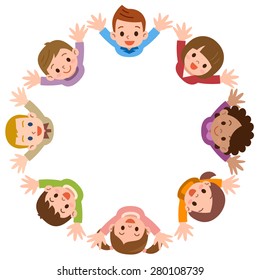 Illustration of the kids forming a circle on a white background