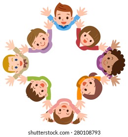 Illustration of the kids forming a circle on a white background