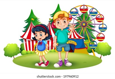 Illustration Kids Front Carnival On White Stock Vector (Royalty Free ...