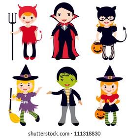 An illustration of kids in halloween costumes