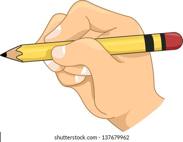 Illustration of a Kid's Hand Holding a Pencil