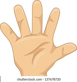 Illustration of Kid's Hand Showing a Five Hand Count