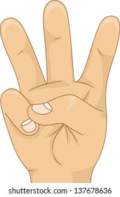 Illustration of a Kid's Hand showing a Three Hand Count